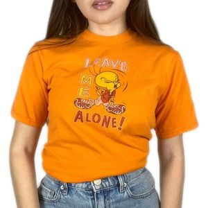 Y2K/90s Tweety Bird Leave Me Alone Orange T-Shirt